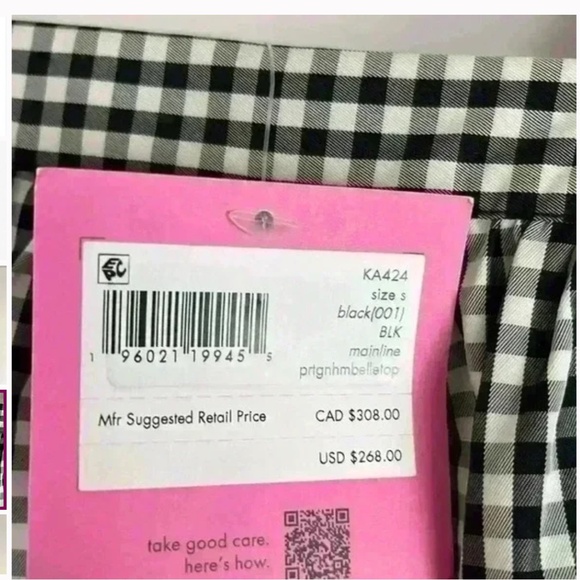 NW - Kate spade -  Party Gingham Belle Top - Picture 5 of 5